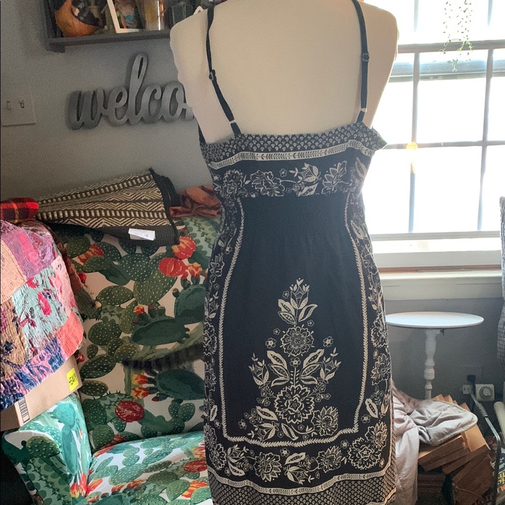 Boho Black and White Floral Sundress size large Juniors - Picture 4 of 6